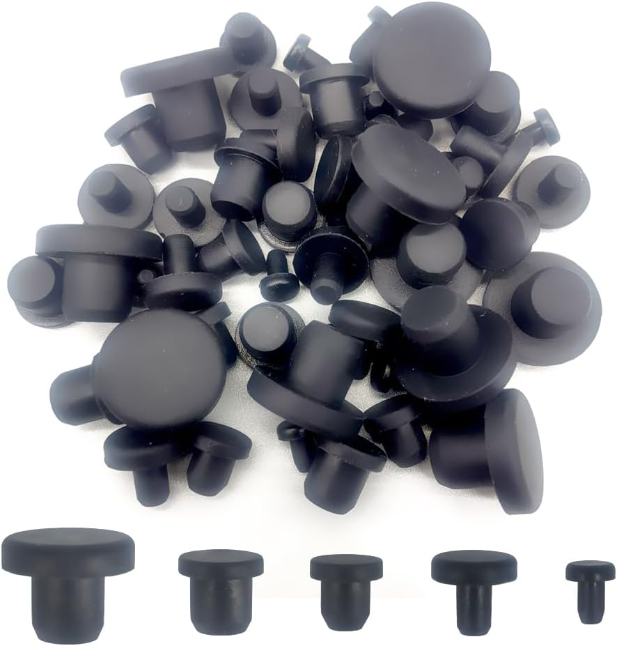 50 PCS Silicone Plugs Rubber Hole Plugs Rubber 1/8" 3/16" 1/4" 5/16" 3/8" Stopper for Round Holes Waterproof Hole End Covers Soft Flexible Stopper Sealing Plugs Pipe Holes Test Tube Plugs