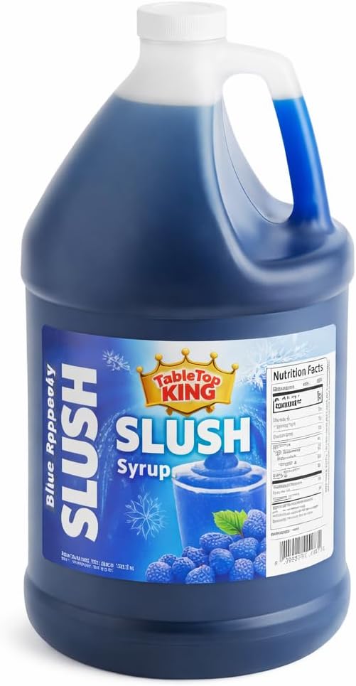 Blue Raspberry Slushy Mix 1 Gallon Concentrate – Frozen Drink Syrup for Slushie Machine, Granita Maker & Snow Cone Machine – 5:1 Commercial Beverage Mix – Shaved Ice Flavoring – 48 Servings – Gluten Free – Made in USA
