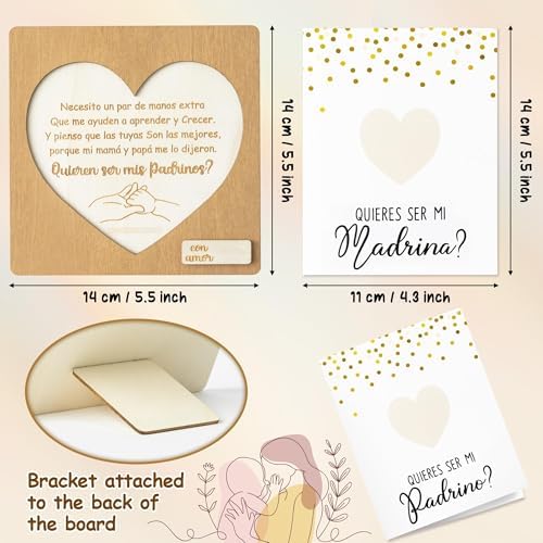 CJiangpo 3Pcs Will You Be My Godparents Proposal Gift, Madrina Padrino Proposal Gift in Spanish Godmother Godfather Card Ideas from Godchild, God Parents Announcement Baptism Present