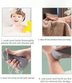 1PC 3D Bath Sponge Fish Scale Pattern Long Body Scrubber with Hang Loop for Shower Spa Travel and Back Cleaning, Textured Surface, Grey