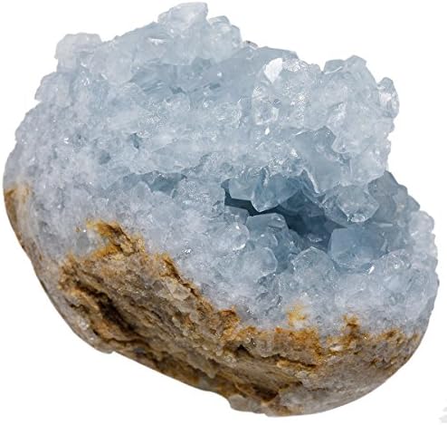 mookaitedecor Natural Celestite Mineral Crystal Geode Cluster Specimen Stone for Crystals Healing Reiki Home Decoration(0.3lb-0.4lb)