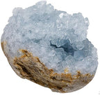 mookaitedecor Natural Celestite Mineral Crystal Geode Cluster Specimen Stone for Crystals Healing Reiki Home Decoration(0.3lb-0.4lb)