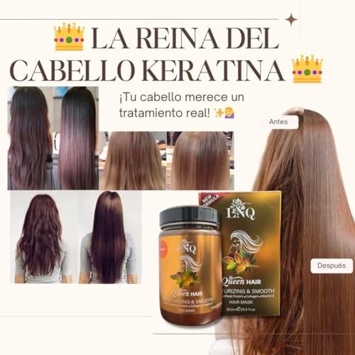 Keratina Capilar La Reina del Cabello – 850 ml – Con Argán, Colágeno, Proteína de Trigo y Vitamina E – Sin Sal ni Parabenos – Hidratación y Alisado Profundo