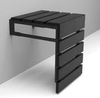 Folding Wall Mounted Teak Wood Handmade Shower Seat, Inside Shower Bathroom Stool for Seniors Disabled Pregnant Handicapped, Foldable Water Resistant Outdoor Bench (Black)