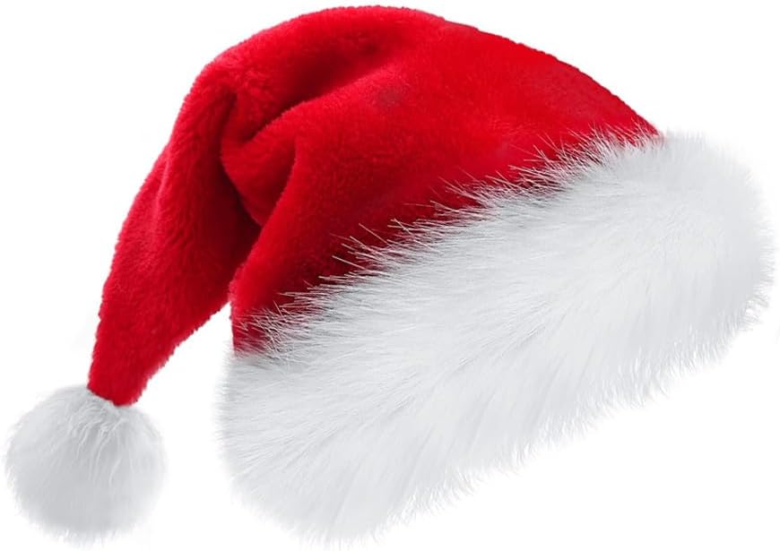 Christmas Hats Santa Hat Kids Adults Holiday Unisex Velvet Comfort Extra Thicken Fur Xmas Hat Women Men Boys Girls