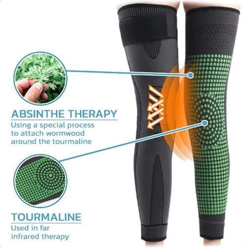 Radiofrequency Herbal Thermal Knee Support，Mugwort Tourmaline Acupressure Self-Heating Shaping Knee Sleeves Pads (Orange,L)