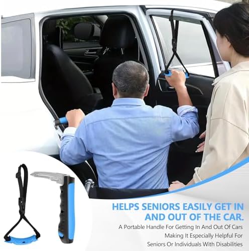 Car Door Handle for Elderly, 3-in-1 Car Handle Assist for Seniors, Portable Auto Cane Vehicle Support Handle, 500 lbs Capacity, Non-Slip Door Assist Bar