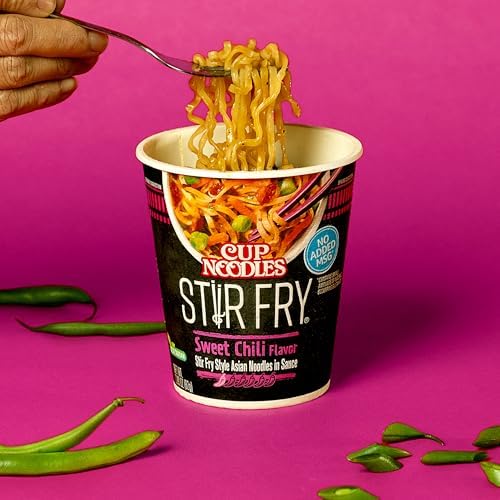 Nissin Cup Noodles Stir Fry Noodles in Sauce, Sweet Chili, 2.89 Ounce (Pack of 6)