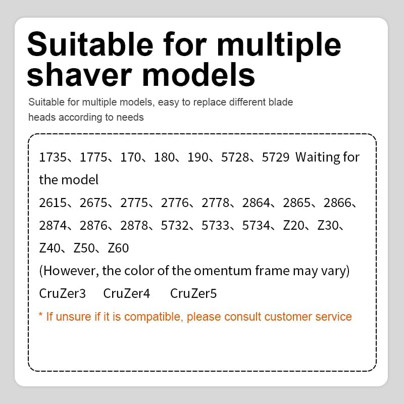 Replacement Shaver Foil and Cutter Fits Braun Cruzer 20S 2615 2675 2775 2776 2778 2864 2865 2866 2874 2876 2878 5732 5733 5734 Z20 Z30 Z40 Z50 Z60