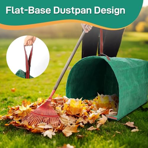 2 Pack 53 Gallon Reusable Yard Waste Bags, Dustpan-Type Leaf Collector Bag, Collapsible Heavy Duty Leaf Bags, Standable Garden Waste Bags for Collecting Leaves, Lawn Grass, Clippings and Branches