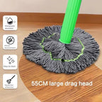 2 in 1 Dehydrated Mop - Floor Spin System With Wringer Set, 360 Degree Spin Round Wall Cleaning, Microfiber Ecloth Wet and Dry for Bathroom Floor Wall Bed (Green)