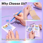 100PCS Press on Nail Packaging Bag, 100PCS Display Card with 231 Pcs Pre-cut Adhesive Tape & Diamond Art Pens & Glue Clay & Tweezers, 6-in-1 Set for Nail Display (Laser)