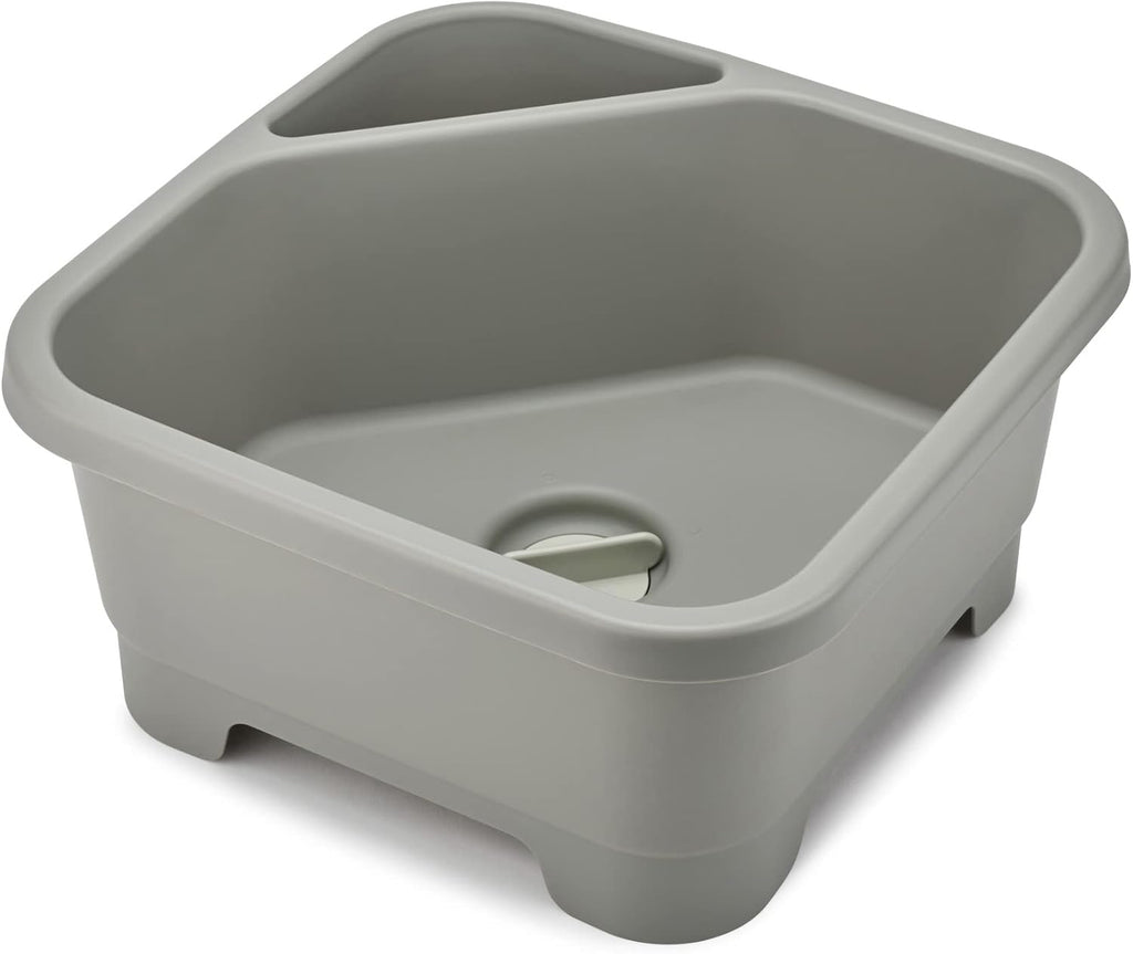 Joseph Joseph Duo Square Wash Dish Basin for Kitchen and RV Basin with Cutlery, Sponges and Brushes Compartment, Grey
