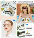 OCCI CHIARI Blue Light Blocking Photochromic Reading Glasses 3.5 Large Sunglasses Readers(1.0 1.5 2.0 2.5 3.0 3.5 4.0)