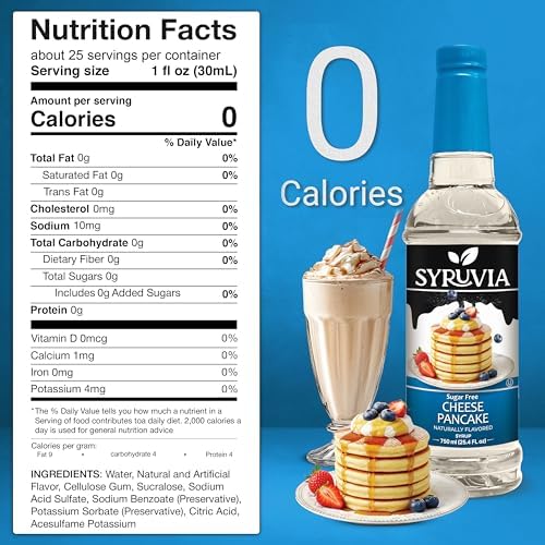 Syruvia Sugar Free Coffee Syrup, Cheese Pancake Flavored Syrup for Drinks, Lattes and Desserts – 25.4 fl oz