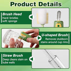 5-in-1 Bottle Cleaning Brush Set,Multifunctional Bottle Brush Cleaner,Bottle Brush Set,Long Handle Water Bottle Cleaner Brush,Straw Cleaner Brushs for Bottles Tumblers Glass Cups (Yellow+Green)