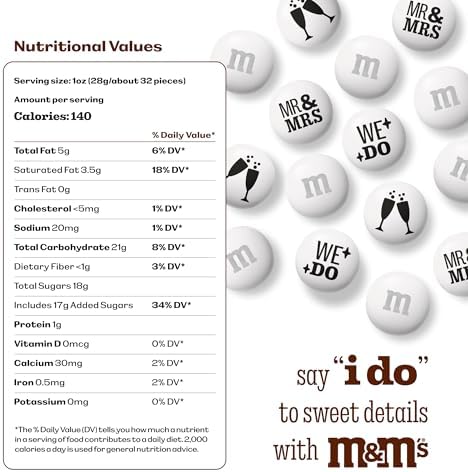 M&M’S WORLD “Mr. and Mrs.” Milk Chocolate Candy, 5 lbs Bulk Candy for Wedding Decorations, Unique Favors, or Cake Topper