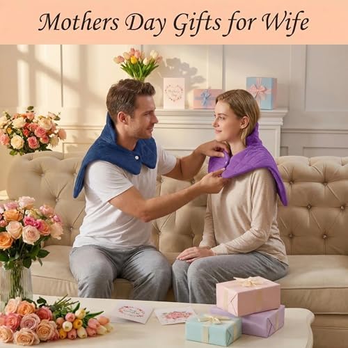 Blue Weighted Heating Pad for Neck Shoulders and Back, Valentines Day Gifts for Him Men Husband, Birthday Gifts for Men Dad, Instant Electric Heated Blanket with 9 Heat Options 4 Auto-Off Timer, Navy