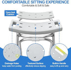 Folding Shower Chair Seat, 17.5" Stainless Steel Small Shower Chair for Inside Shower with Pad, 400lbs Portable Travel Shower Stool, Safety Anti-Slip Bath Chair for Seniors, Disabled, Gray