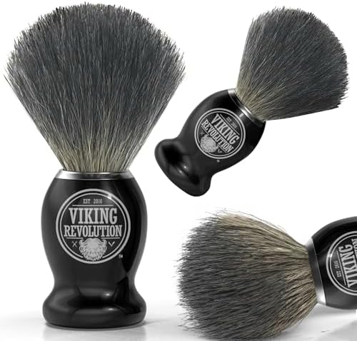 Viking Revolution Badger Hair Shaving Brush- Shave Brush for Wet Shave Using Shaving Cream & Soap- Best Shave of Your Life for Safety Razor, Double Edge Razor, Straight Razor or Shaving Razor