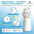 Nebu Ease Portable Facial Steamer & Personal Fine Mist Device – Handheld Rechargeable Mist Unit with Dual Output Levels, Compact Travel Design, Includes Multi-Use Attachments