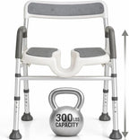 Vive Shower Chair for Elderly & Disabled - Handicap Bath Chair with Arms & U-Shape - Foldable, Adjustable Height - Padded Soaking w/Back & Drain Hole - Portable, Non-Slip, Safe Disability Aid