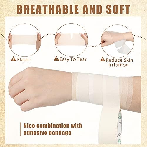 Sumind 12 Rolls Pre Wrap Athletic Tape Bulk Underwrap Athletic Tape Foam Sports Wrap for Wrists Hands Ankles Knees Headbands Soccer Football Baseball Gymnastics Fitness(Skin Color)