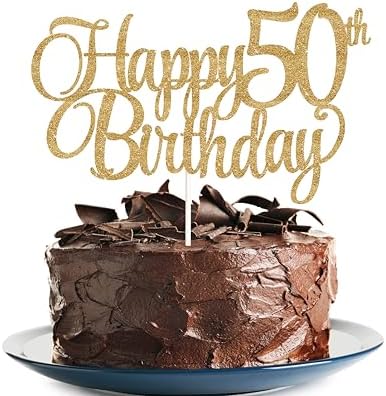 50th birthday decorations For Women, 50 cake topper, 50th Birthday Cake Toppers Gold Glitter, 50th Birthday Cake Topper, 50 Decorations for Cake