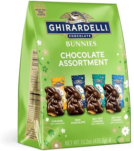 Ghirardelli Easter Bunnies Chocolate Assortment, Premium Milk Chocolate and Caramel, 10.3 oz Bag