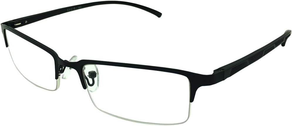 Half Rim Reading Glasses Mens Womens Black Metallic Readers