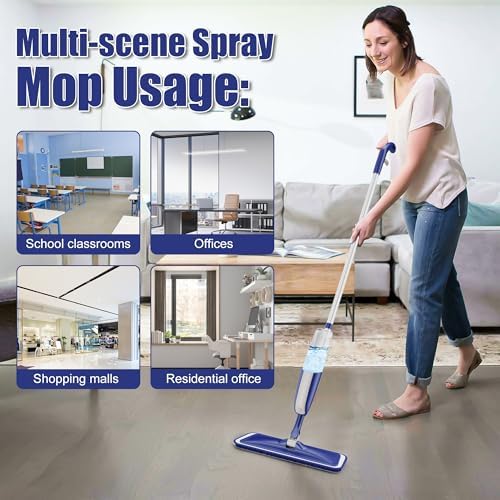 Spray Mops for Hardwood Floor Cleaning: MEXERRIS Wet Dust Mops with 4 Reusable Pads for Swiffer Powermop & 2 Refillable Bottles - Wood Floor Mop Home Commercial Mops for Tile Wood Laminate Vinyl