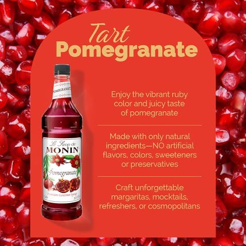 Monin - Pomegranate Syrup, Tart and Sweet, Great for Cocktails and Teas, Gluten-Free, Non-GMO (1 Liter)