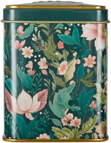 New English Teas Victorian Garden Tea Tin with 40 English Breakfast Teabags, Inspired by Embroidery & Textile Styles
