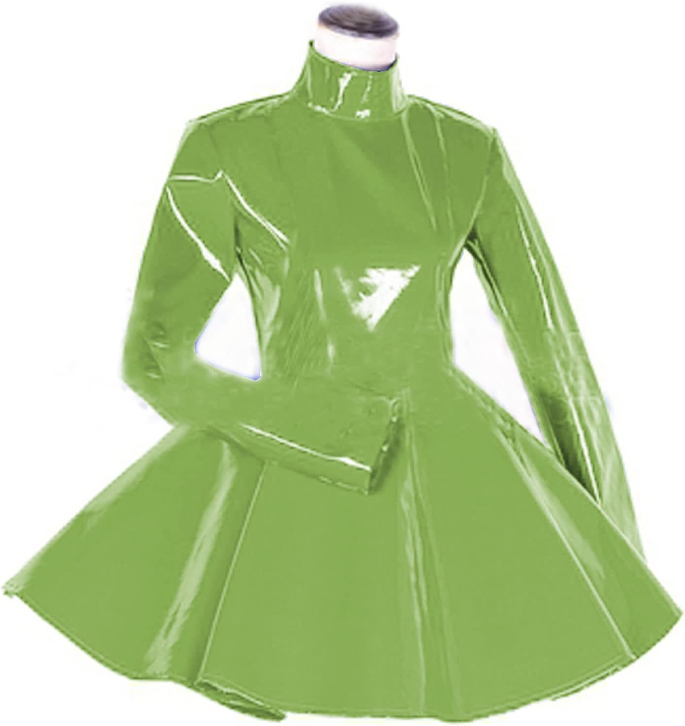 Long Sleeve Women Dress Turtleneck Dress for Women PVC Leather Elegant Party Dress Dress Plus Size Bridesmaid Dress,Fruit Green,XXXL