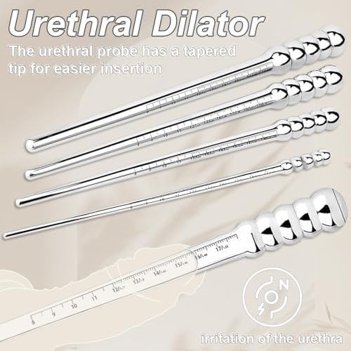 24cm Urethral Dilators with Scale Bladder Stimulation BDSM Sex Toy for Men, Smooth Metal Catheters Sounds Extra Long Penis Plug Urethral Sounding Prostate Masturbation Rod for Gay Male (S)