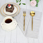 Plain Striped Cotton Linen Blended Dinner Cloth Napkins - Set of 12 (40 x 30 cm) - for Events & Home Use (Grey)
