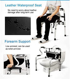 Fold Up Walking Aid with Leather Seat Lightweight Elderly Adult Disabled Women Rollings Adjustable Height Inside/Outside Step Assist Double The Comfort