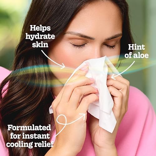 Kleenex Cooling + Aloe Facial Tissues, 4 Cube Boxes, 50 Tissues Per Box, 2-Ply