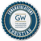 7.5 Inch Edible Cake Topper – George Washington University Themed Birthday Party Collection of Edible Cake Decorations round