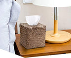 Sumnacon Tissue Box Cover Square Seagrass Tissue Box with Lid, Woven Tissue Box Holder Rustic Cube Tissue Cover for Bathroom Toilet Bedroom Living Room Kitchen Table Desk Office Car, Coffee