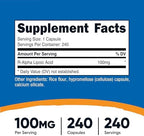 Nutricost R-Alpha Lipoic Acid 100mg, 240 Capsules - Veggie Caps, Vegan, Non-GMO, Gluten Free