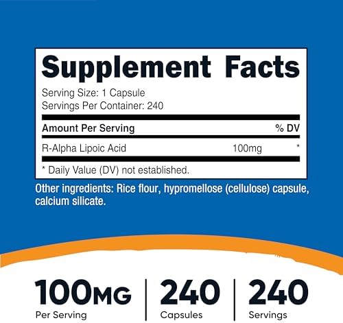 Nutricost R-Alpha Lipoic Acid 100mg, 240 Capsules - Veggie Caps, Vegan, Non-GMO, Gluten Free