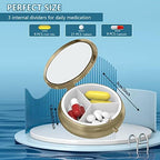 Pill Organizer Pill Box with Mirror Retro Small Pill Case for Purse or Pocket Bronze Pill Box or Vitamins, Fish Oil, Supplements, Pill Containe Travel Gifts（2PCS-Retro Red Flowers）