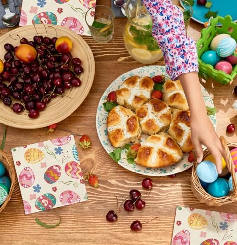 SietDESEO 50 Pieces 3-ply Easter Napkins Disposable Folded 5 x 5 Inches Cocktail Napkins Paper Napkins for Dinner Kitchen Bathroom Easter Party Napkins