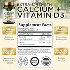 Calcium 1200 mg with Vitamin D3 - Per Serving - Bone Health Supplement - Vitamin D & Calcium Supplements for Women & Men - Bone Strength Support - Natural Calcium Pills - Bottled in USA - 240 Tablets