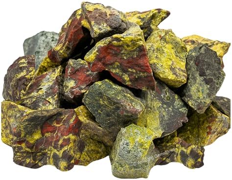 Amazing Gemstone Dragon Bloodstone Raw Crystals and Healing Stones, Natural Rocks for Tumbling - DIY Raw Stones and Crystals, 2 Pieces
