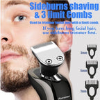Kurener Electric Shaver Razor for Men Rechargeable 100% Waterproof Rotary for Shaving with Nose Trimmer Sideburns Trimmer Face Cleaning Brush
