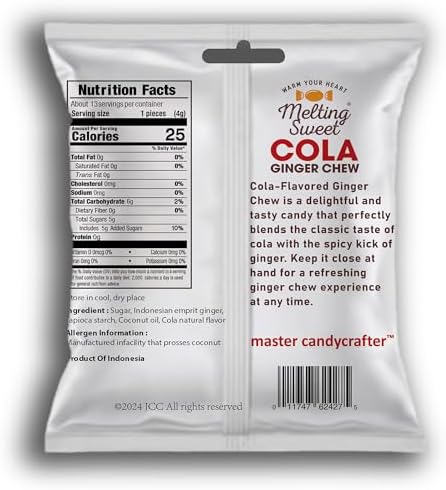 Melting Sweet Ginger Candy Chewy Ginger Chew (Cola, 1.8 Ounce, Pack of 1)