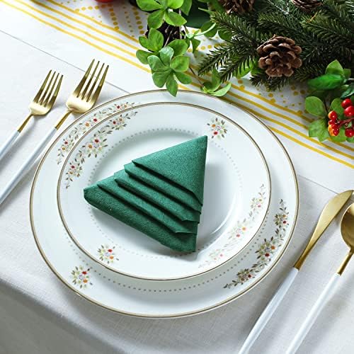 MORGIANA 50 PCS Disposable Dark Green Paper Napkins, Christmas Heavy Duty Linen Feel Dinner Large Green Napkins for Praty Wedding, St Patrick’s Day