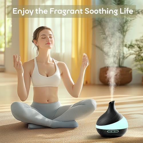 500ML Essential Oil Diffuser: Aromatherapy Humidifier with Remote Control & 14 Colors LED - 1/3/6H Timer, Auto Shut-Off, BPA-Free Cool Mist for Home Bedroom Spa Yoga